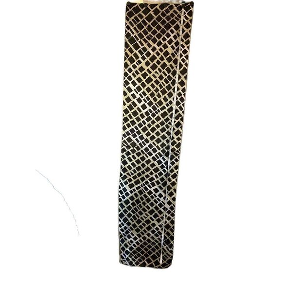 Echo long scarf white with brown abstract squares vintage - Picture 2 of 9